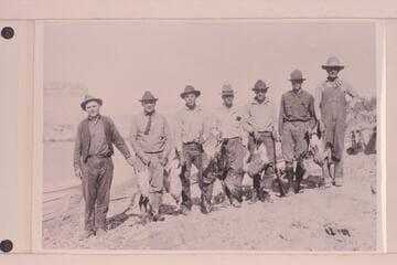 The K. W. Trimble party at Sage Creek. Sage Creek is below Jones Hole in Whirlpool Canyon