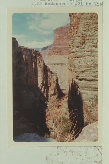 Down Royal Arch Creek from Royal Arch. Explorers Monument in distance