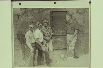 Dedication of the Nevills Memorial Plaque at Navajo Bridge. Streater; Ben Avery; Masland; Goldwater in picture