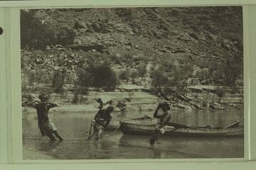 Stuck in the mud at Lees Ferry. The boats are the canvas folding units rented from Dave Rust