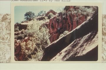 Don Davis on the upper and hard part of the Supai in the climb of Brahma Temple