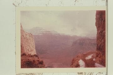 Wotan and Vishnu with Desert View in the distance at left. From Kaibab Trail in Redwall Formation