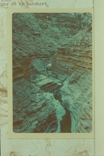 Our route along left bench. Near mouth of National Canyon