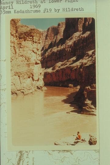 Up river at mouth of Havasu Creek. Nancy Hildreth at lower right