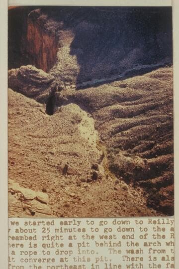 Down through Reilly's Whatchcallit (Keyhole Bridge). Note greenery around spring in lower part of picture