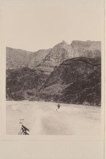 Cooper skiing behind the "Step In Again." Upper Lake Mead in the Grand Canyon