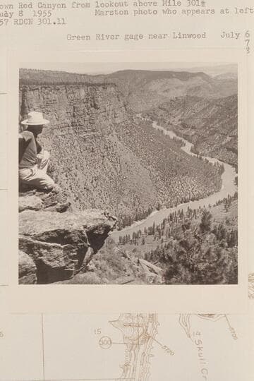 Down Red Canyon from lookout above Mile 301 1/2. Marston appears at left