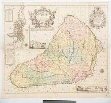 New and Exact Map of the Island of Barbadoes in America, According to an Actual and Accurate Survey made in the Years 1717 to 1721 Approved by the Royal Society & Authorized by His Majesty's Royal Licence by William Mayo