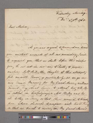 Petty, Sophia (Carteret), Countess of Shelburne. Letter to Elizabeth (Robinson) Montagu