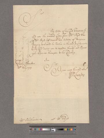 Lowndes, William. Letter to William Blathwayt