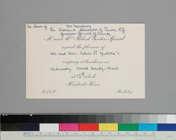 Robert Sproul, president of the University of California, and his wife Ida invite EPH and GBH to a luncheon