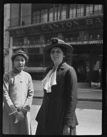 Grace Nicholson and unidentified woman in Chinatown, San Francisco