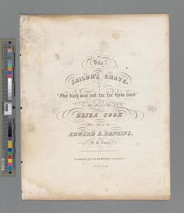 The sailor's grave : "our bark was out far, far from land" / the poetry by Eliza Cook the music by Edward A. Hopkins, U. S. Navy