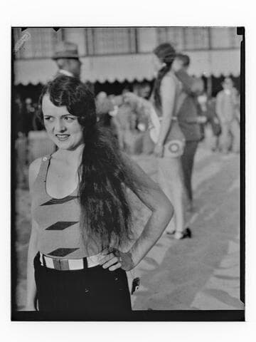 Close-up of contestant of Deauville Club Beauty Show, Santa Monica