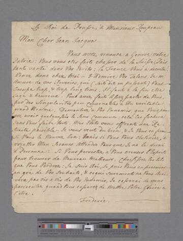 Walpole, Horace, 4th Earl of Orford. Letter to Jean Jacques Rousseau