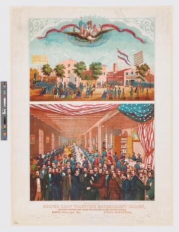Cooper Shop Volunteer Refreshment Saloon, the first opened for Union volunteers in the United States. 1009 Otsego St. Philadelphia