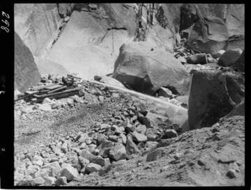 Big Creek - Mammoth Pool - Monitor unit at downstream rock-fill toe