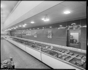 Meat deparment display at Crawford's Market
