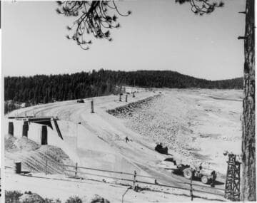 Late in the summer of 1954, Vermilion Dam was nearly complete