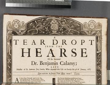 A tear dropt from the hearse of the Reverend Dr. Benjamin Calamy late minister of St. Lawrence Jury London, who departed this life on Sunday the 3d of January, 1685/6