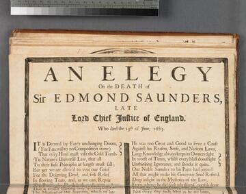 An elegy on the death of Sir Edmond Saunders, late Lord Chief Justice of England, who died the 19th of June, 1683