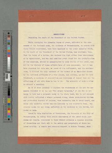 Mayor and City Councils, Philadelphia, copy of resolutions