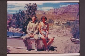 Hollis and Emily Gleason. Lees Ferry. End of San Juan trip with Nevills