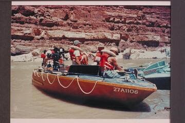 The "Mud Scow"--camera boat. Above Boulder Narrows