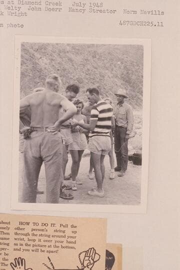 Puzzles at Diamond Creek; Howard Welty, John Doerr, Nancy Streator, Norm Nevills and Frank Wright