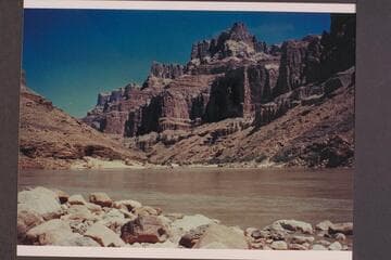 Up into mouth of Marble Canyon from island at mouth of Little Colorado