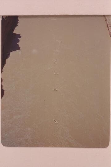 The "MHE" fleet of sadirons floating under the highway bridge; Marble Canyon