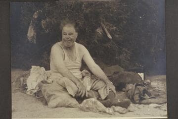 Bona Deason on Colorado traverse, 1940. Bona Deason out of his sleep bag