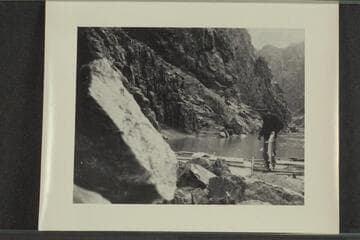 21 pound Colorado River salmon caught by Emery Kolb in Grand Canyon. He shot it
