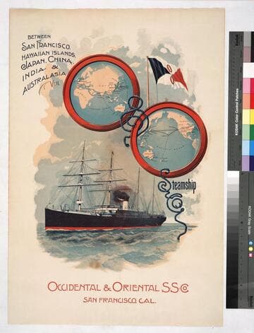 Between San Francisco, Hawaiian Islands, Japan, China, India & Australia via O & O Steamship Co