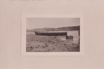 Probably a boat used in the drilling of the River bed for gold gravels in 1898. In Glen Canyon