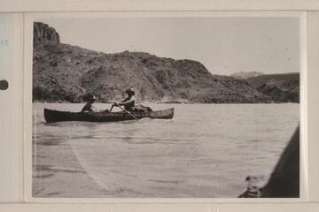 Sarah Fraser and Dave Rust in Glen Canyon. Rust used folding canvas boats for dude runs of Glen Canyon