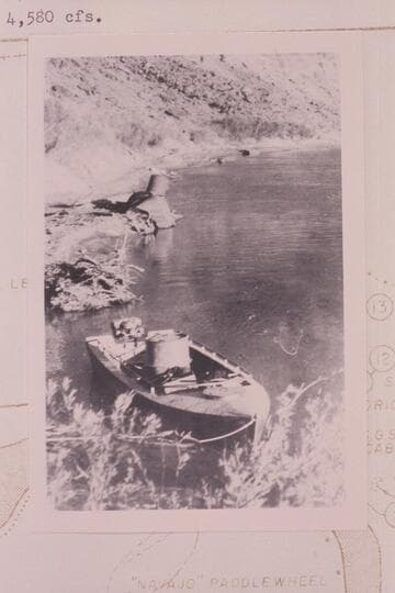 Outboard motorboat "Mallard." 18 ft. long. Lees Ferry after launching