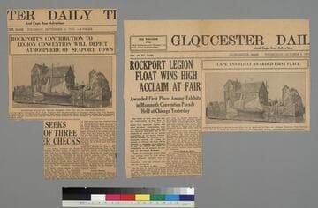 Two newspaper clippings from the Gloucester Daily Times, 1933