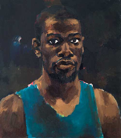 Lynette Yiadom-Boakye, Greenhouse Fantasies, 2014. Oil on canvas, 28 x 24 in. © Lynette Yiadom-Boakye. Courtesy of the artist, Jack Shainman Gallery, New York and Corvi-Mora, London.