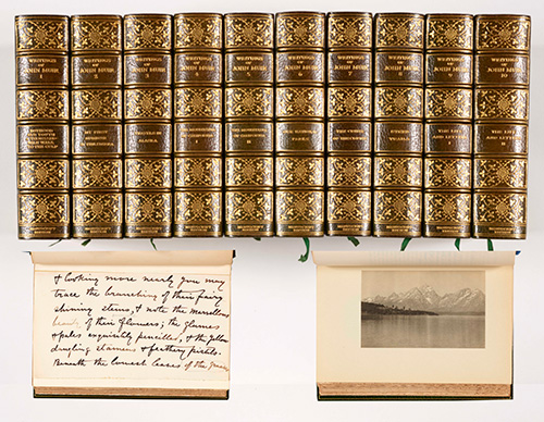 William F. Badé (1871–1936), extra illustrated 10-volume edition of The Writings of John Muir (1916–1924), incorporating 10 color frontispieces, 10 handwritten manuscripts and 260 original photographs by Herbert W. Gleason (1855–1937). New York: Houghton Mifflin Co., 1916–1924. The Huntington Library, Art Collections, and Botanical Gardens. William F. Badé (1871–1936), extra illustrated 10-volume edition of The Writings of John Muir (1916–1924), incorporating 10 color frontispieces, 10 handwritten manuscripts and 260 original photographs by Herbert W. Gleason (1855–1937). New York: Houghton Mifflin Co., 1916–1924. The Huntington Library, Art Collections, and Botanical Gardens.